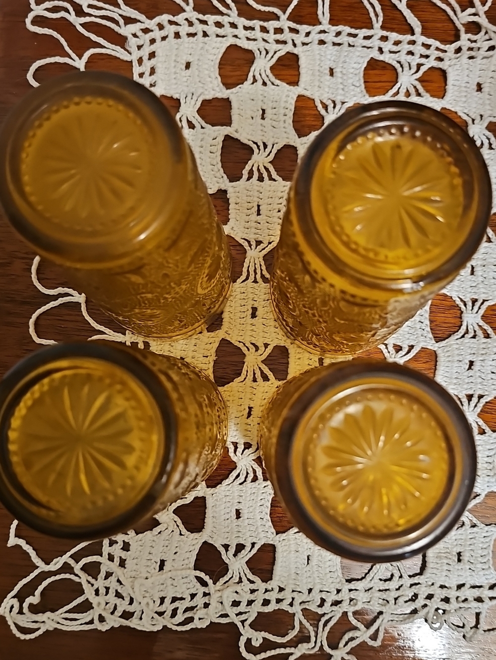 Vintage 1970's American Concord Amber Embossed Glass Tumbler Set - 4-Piece - Picture 3 of 4